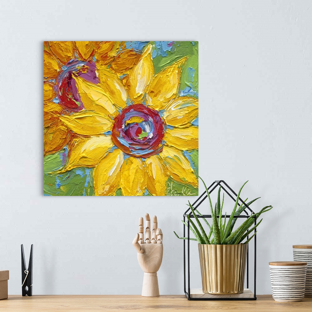 A bohemian room featuring Red Yellow Sunflower