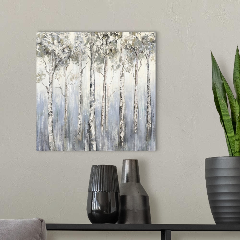 A modern room featuring Silver Trees
