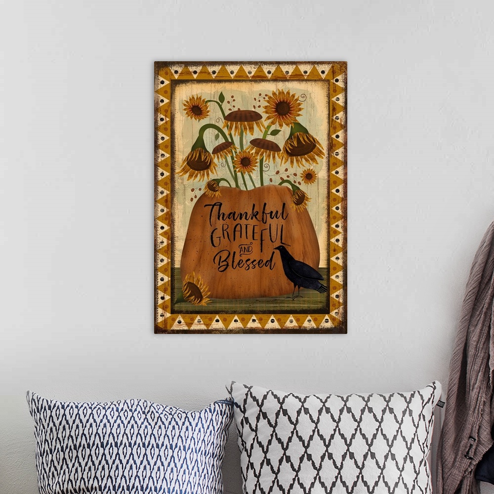 A bohemian room featuring Thankful Grateful Blessed Fall