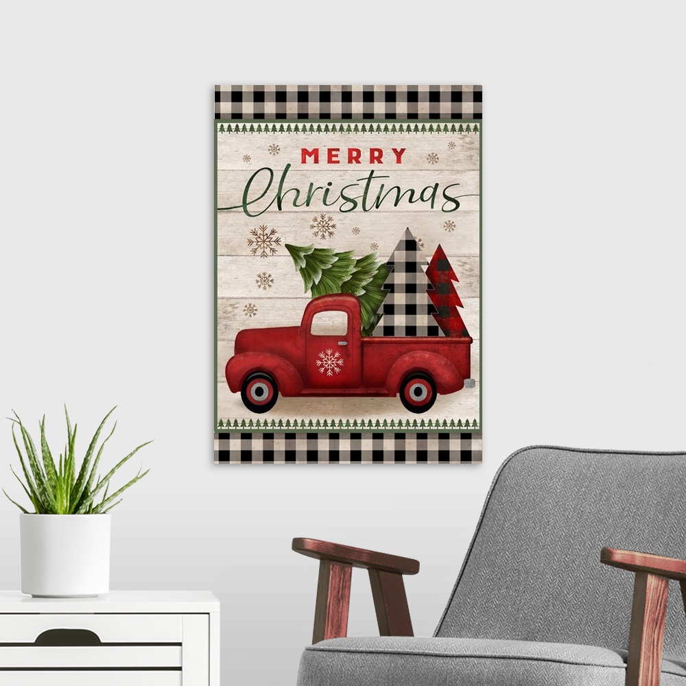 A modern room featuring Christmas Truck With Tree