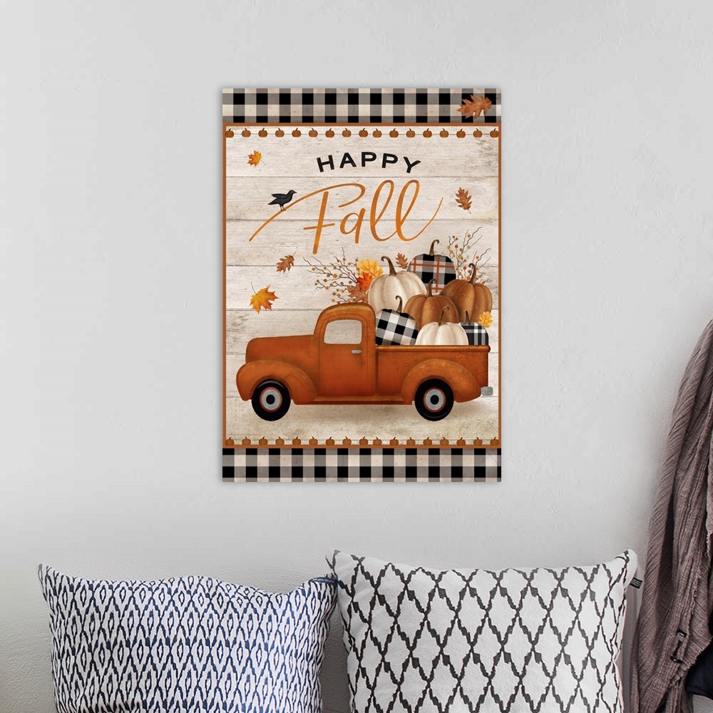 A bohemian room featuring Fall Truck With Pumpkins
