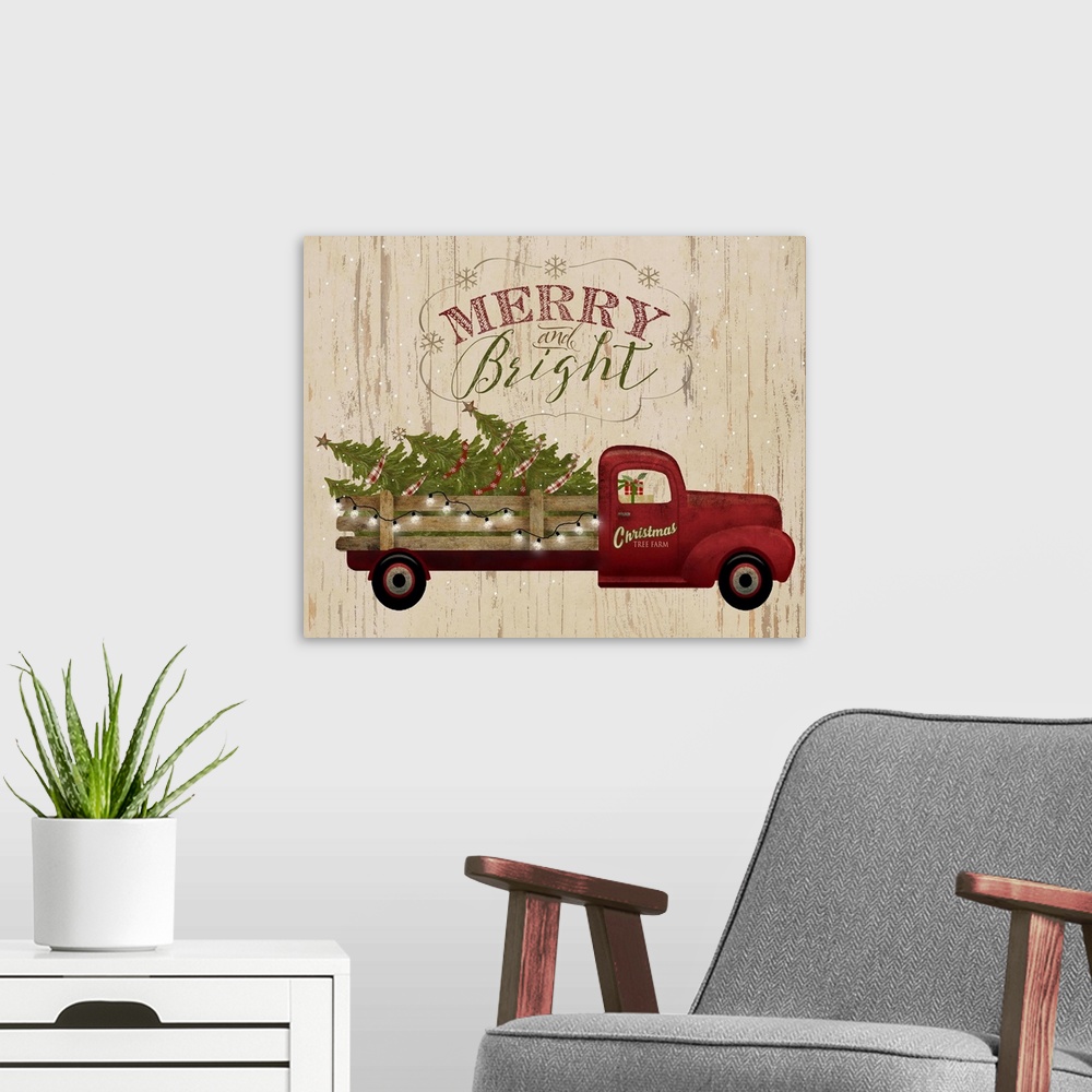 A modern room featuring Truck Flatbed Merry and Bright