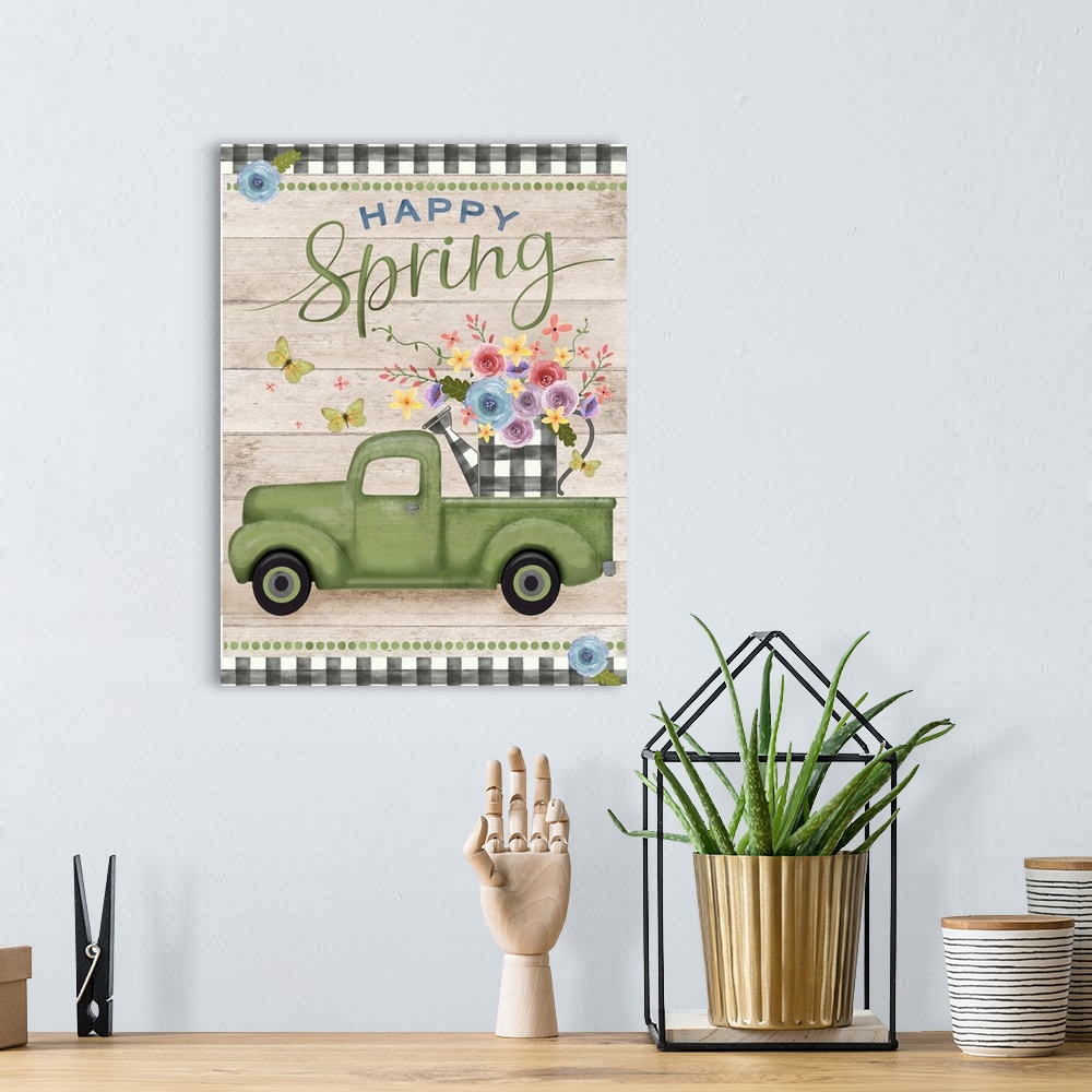A bohemian room featuring Spring Truck With Flowers