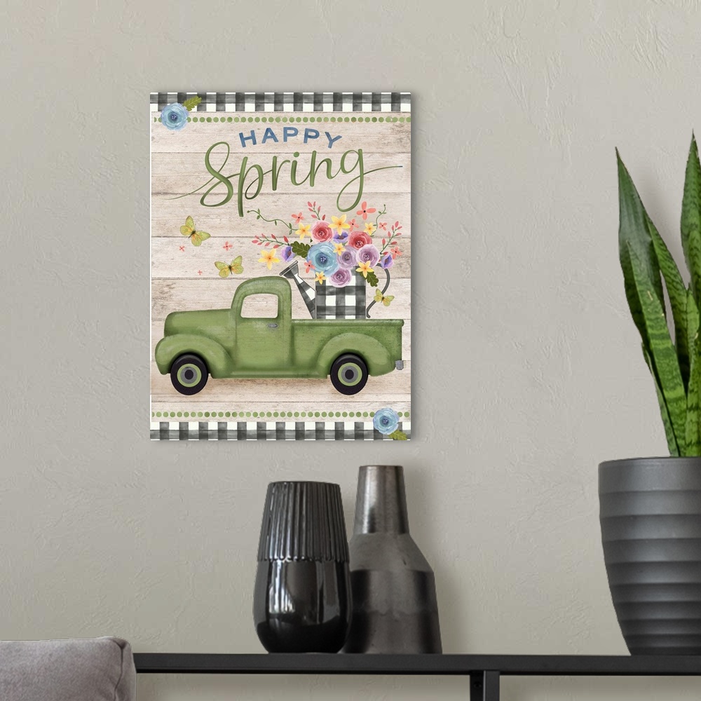 A modern room featuring Spring Truck With Flowers