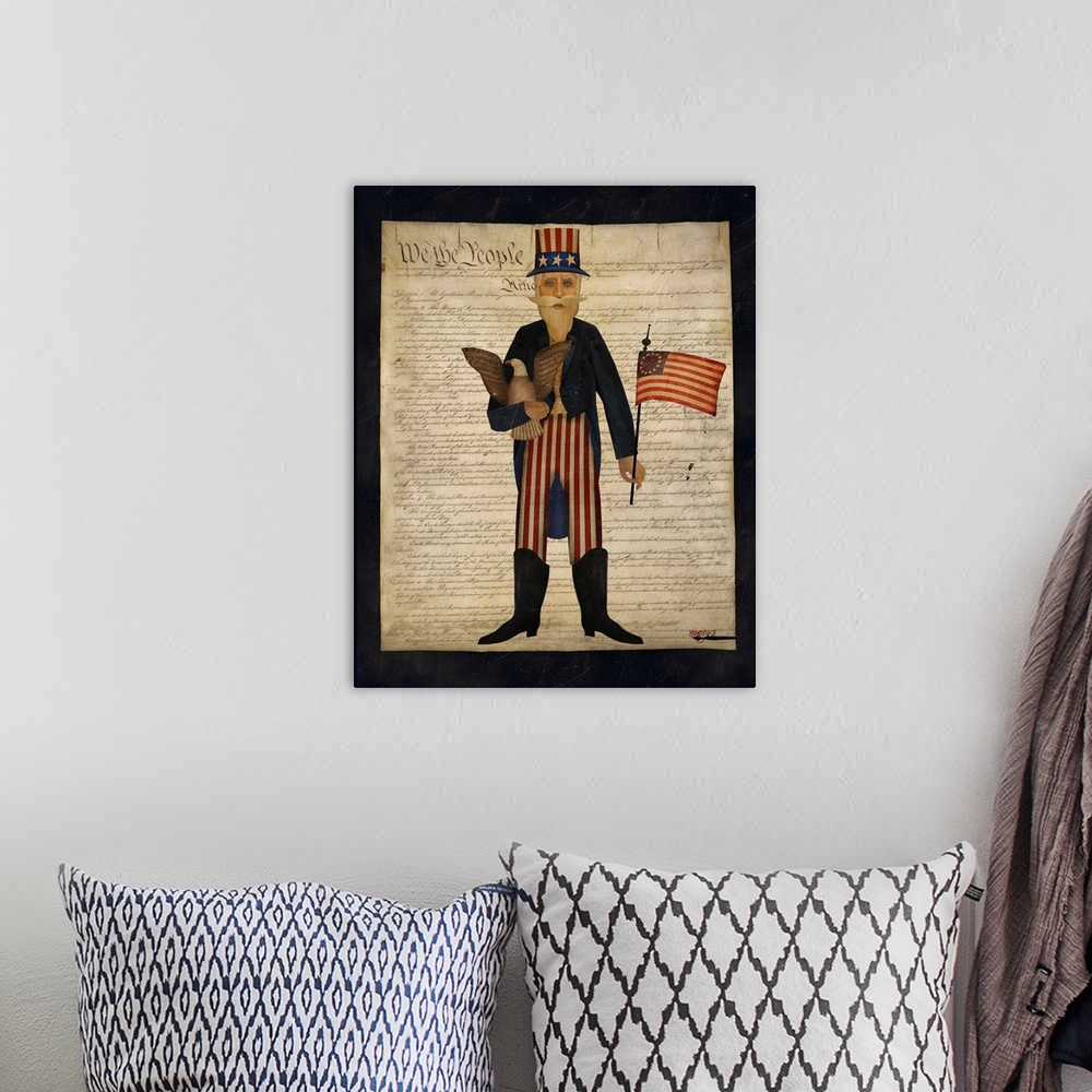 A bohemian room featuring Uncle Sam