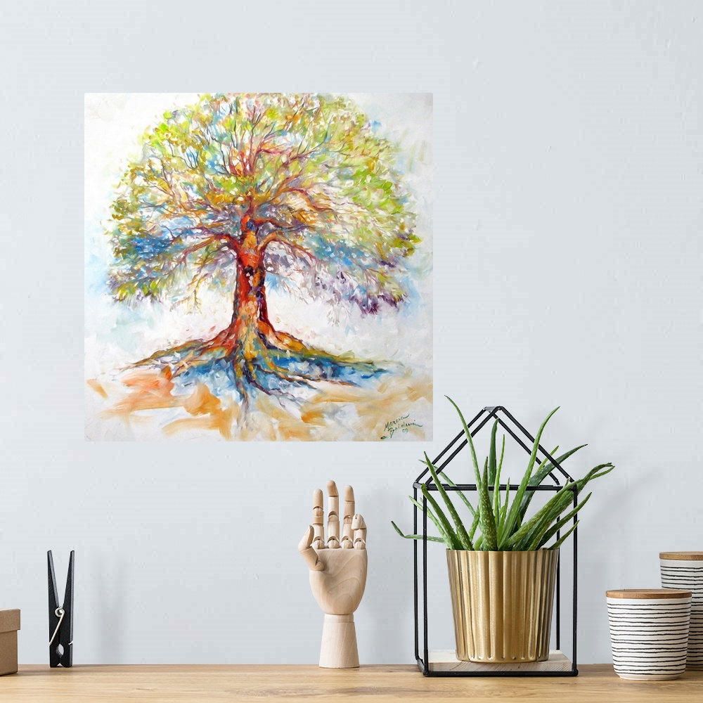 A bohemian room featuring This painting is called HOPE and encourages all of us to look to our history and life journeys, a...