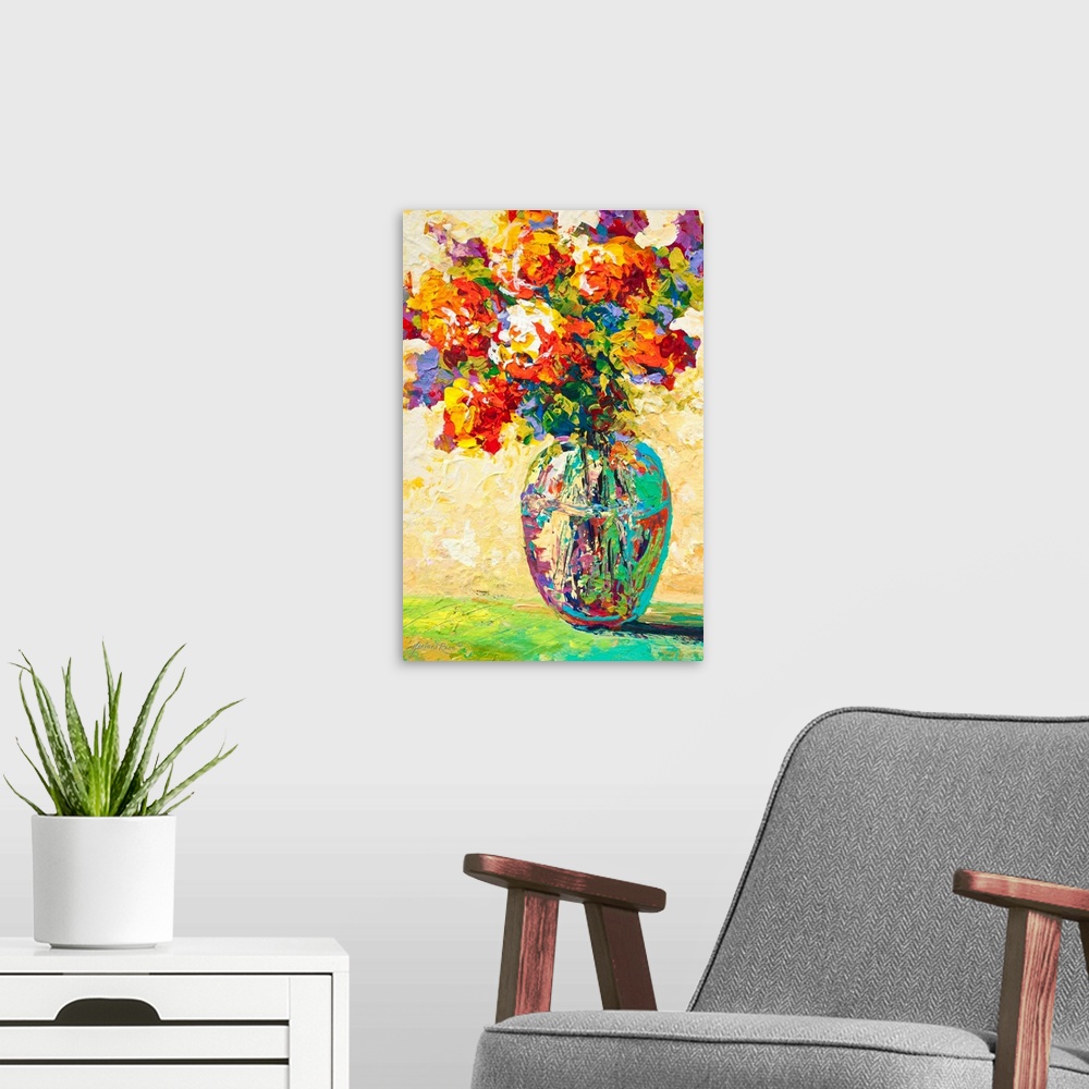 A modern room featuring Abstract Bouquet IV