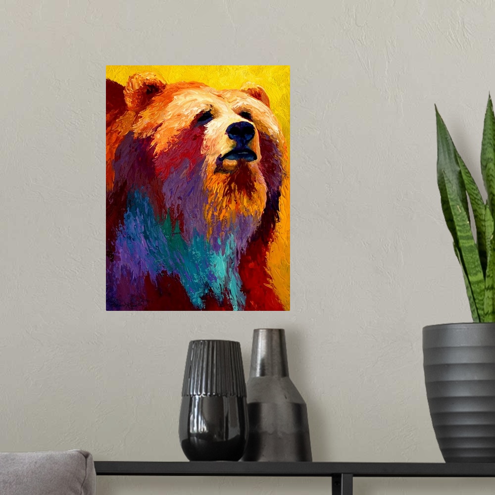 A modern room featuring Abstract Grizzly III