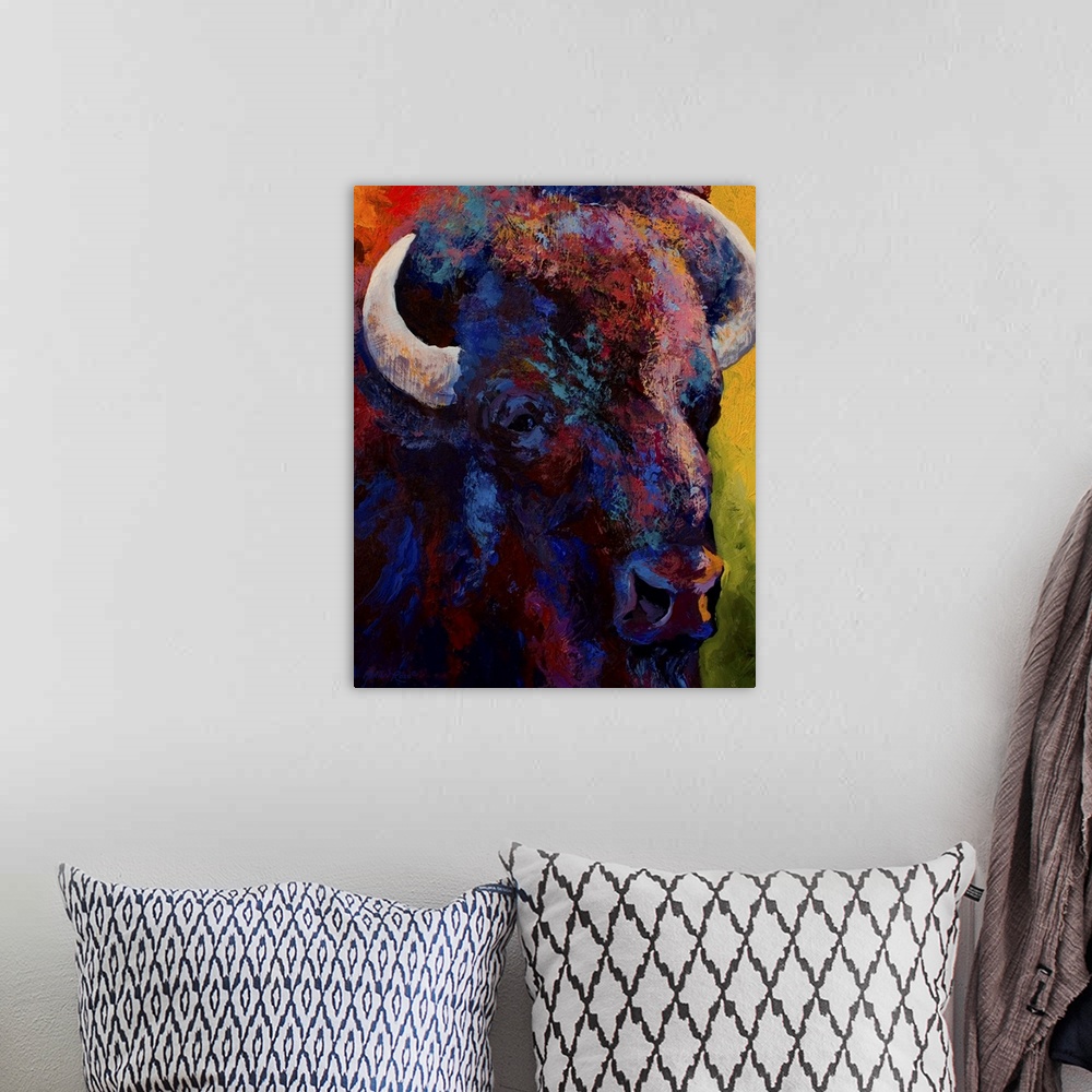 A bohemian room featuring Bison Head Study