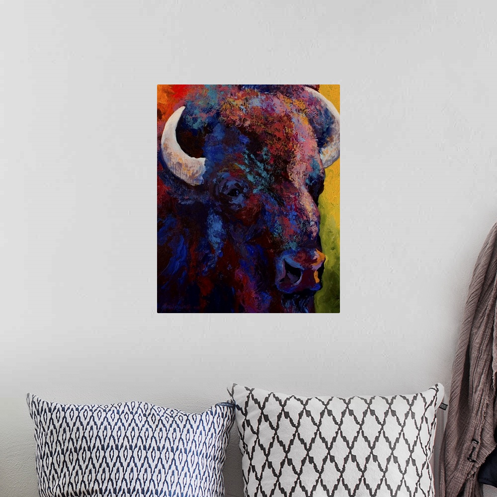 A bohemian room featuring Bison Head Study