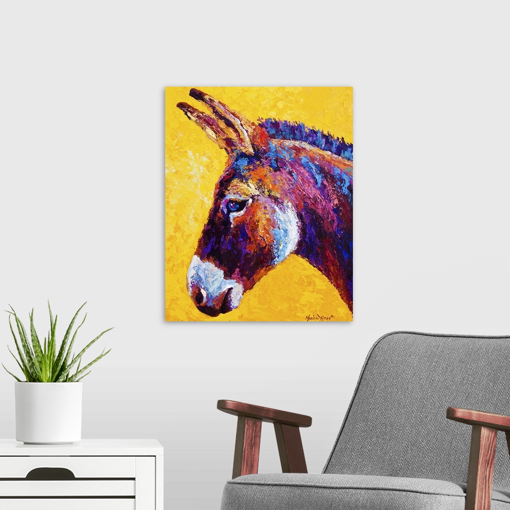 A modern room featuring Donkey Portrait