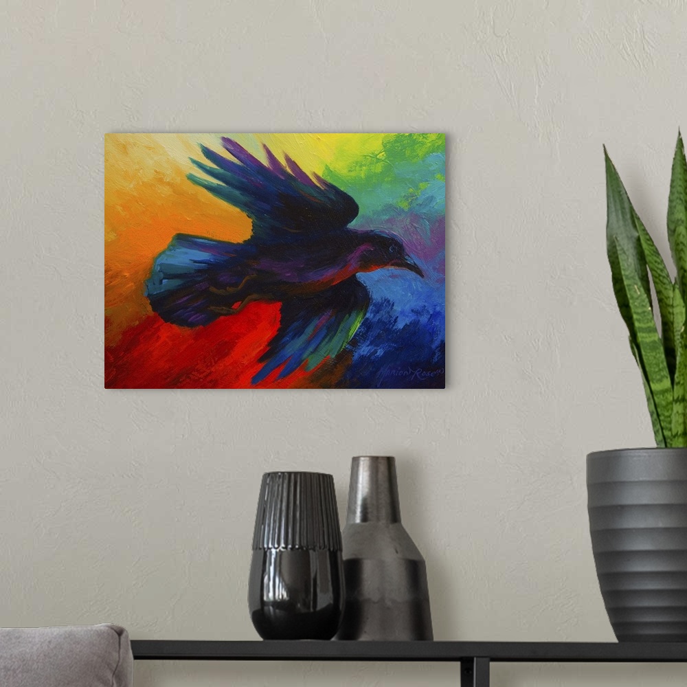 A modern room featuring Flying Colors Crow