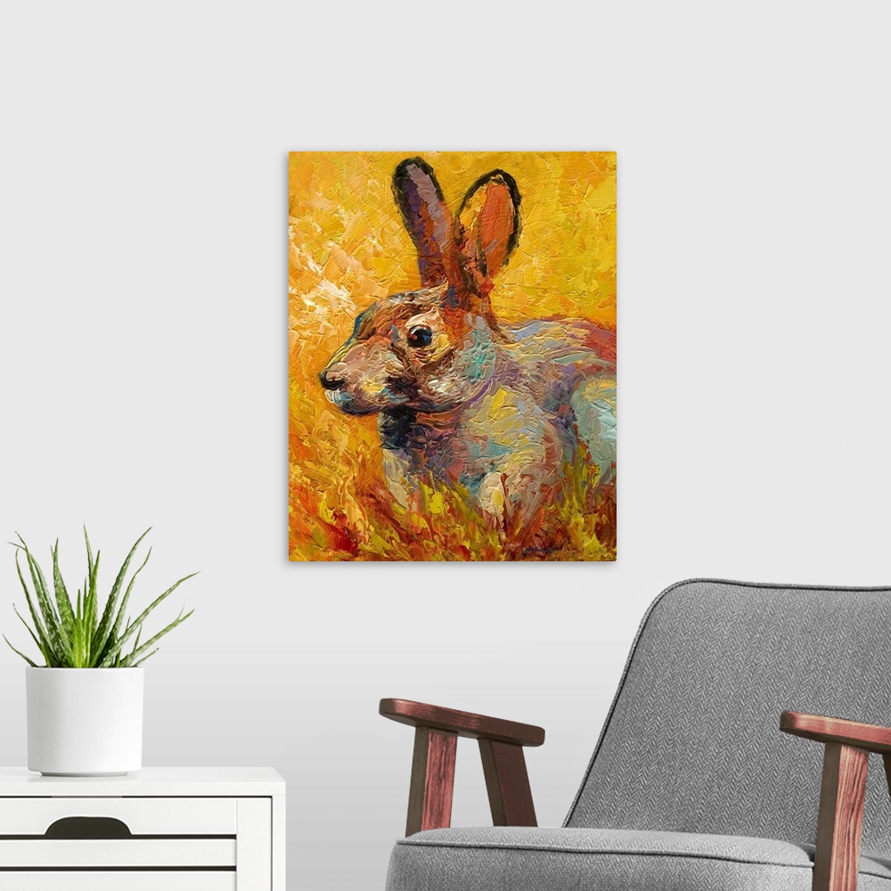 A modern room featuring Forest Rabbit III