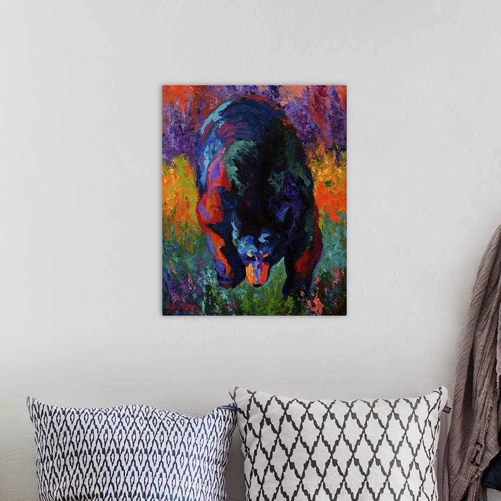 A bohemian room featuring Grounded Black Bear