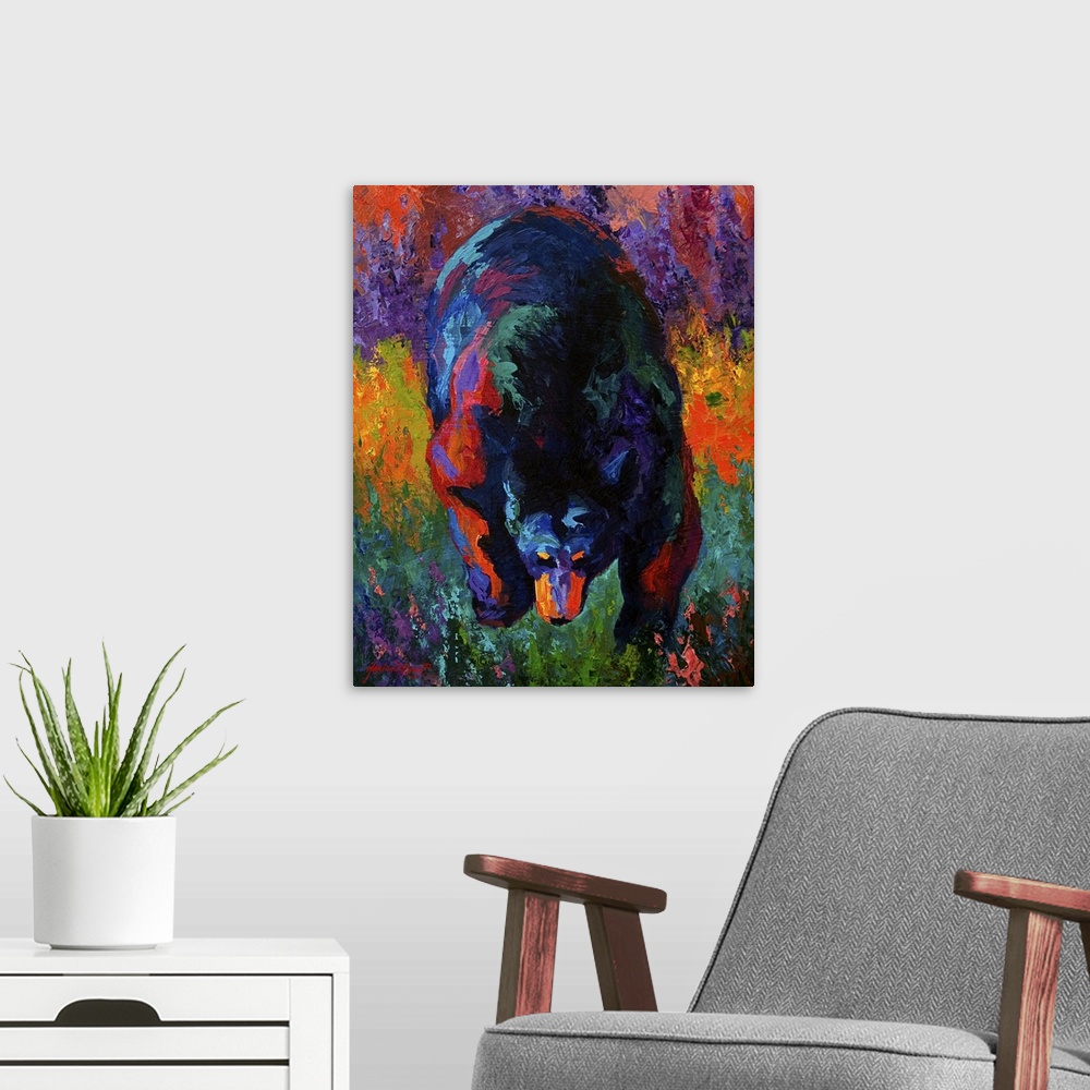 A modern room featuring Grounded Black Bear