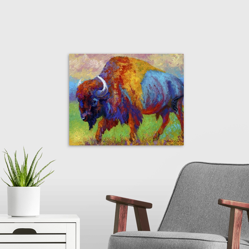 A modern room featuring Journey Unknown Bison