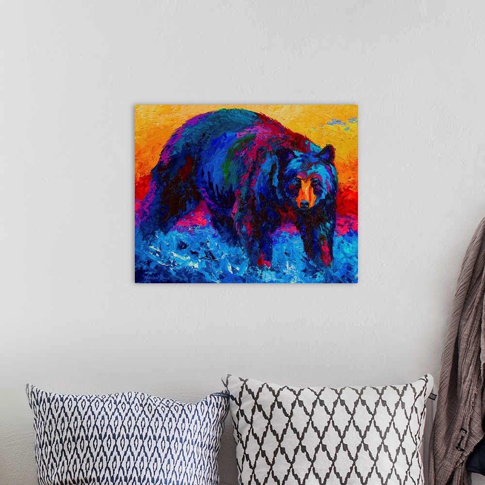 A bohemian room featuring Scouting Fish Black Bear