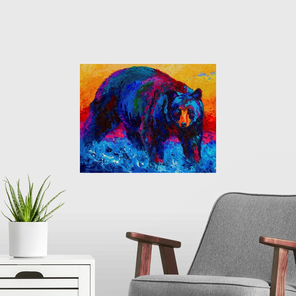 A modern room featuring Scouting Fish Black Bear
