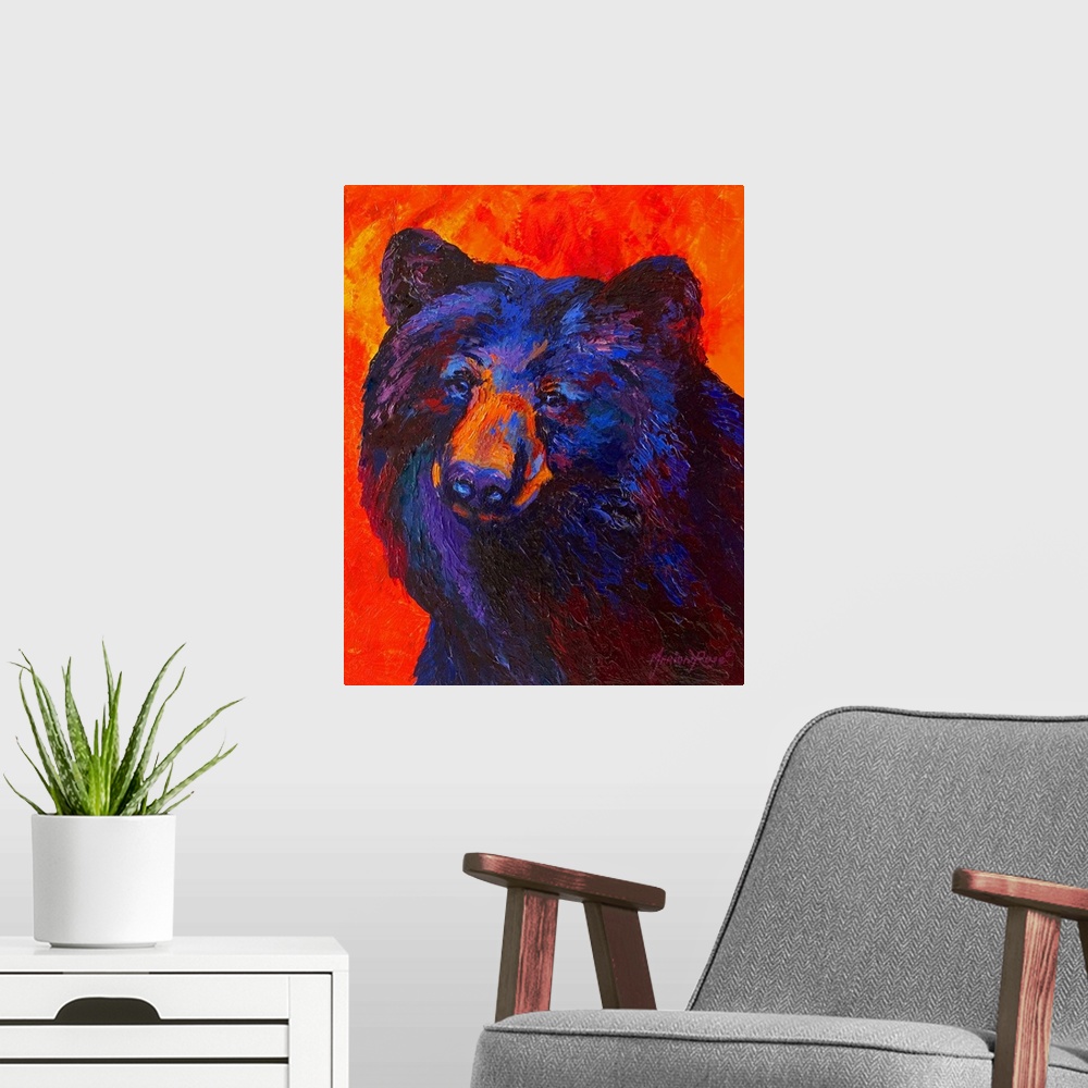 A modern room featuring Thoughtful Black Bear