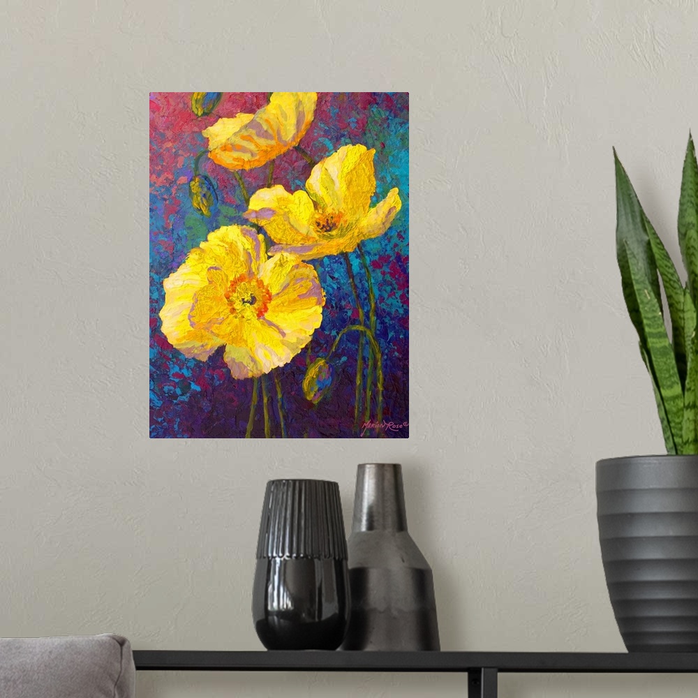 A modern room featuring Yellow Poppies