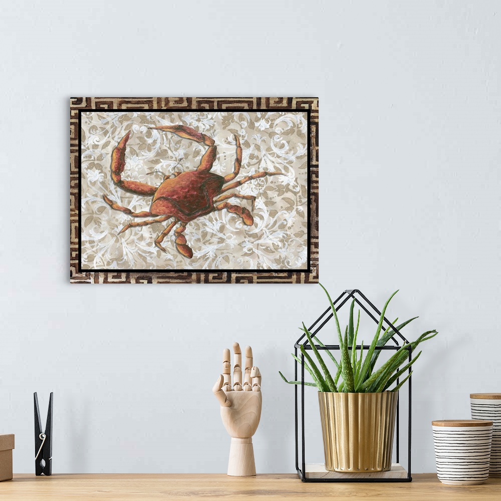 A bohemian room featuring Crab with Greek Border I