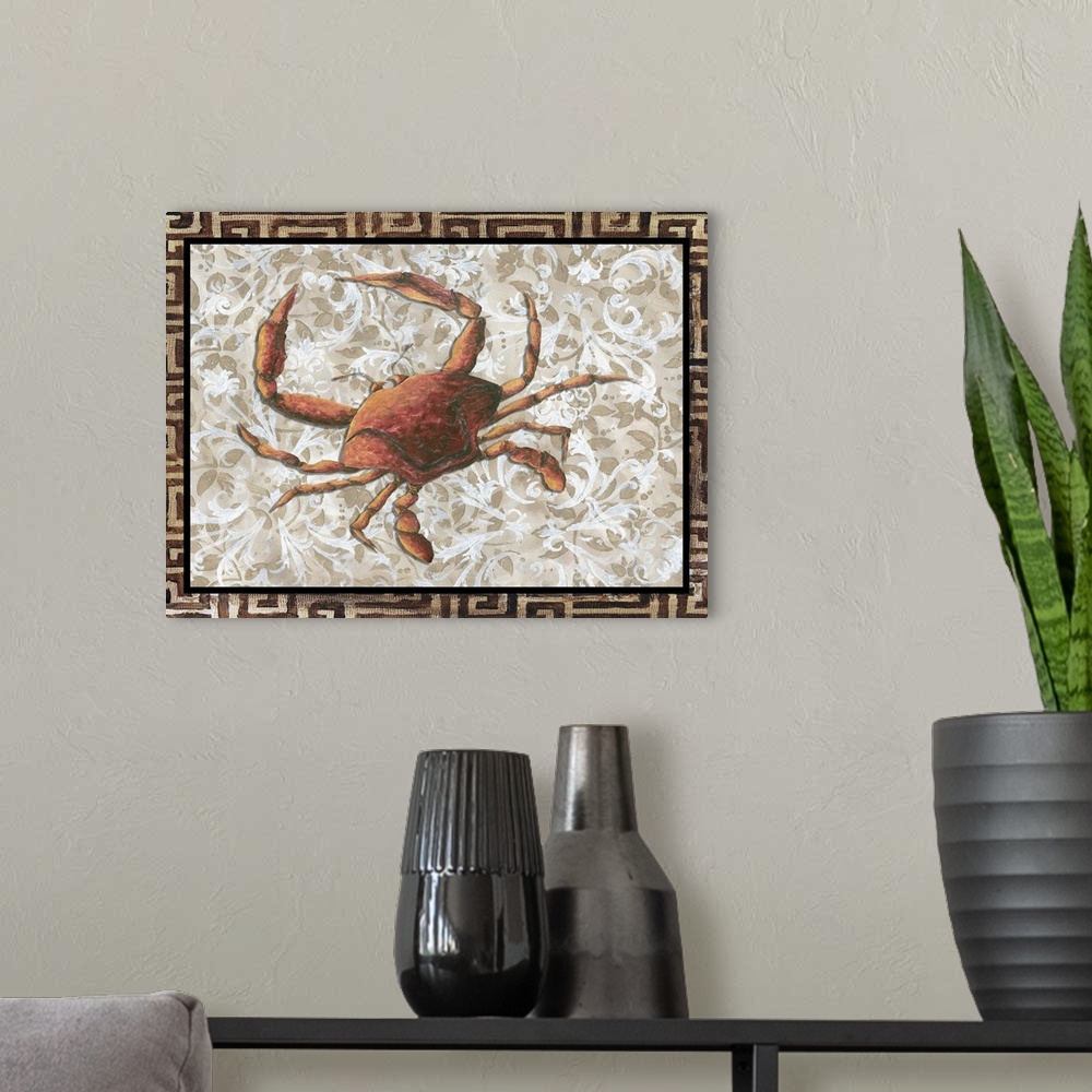 A modern room featuring Crab with Greek Border I
