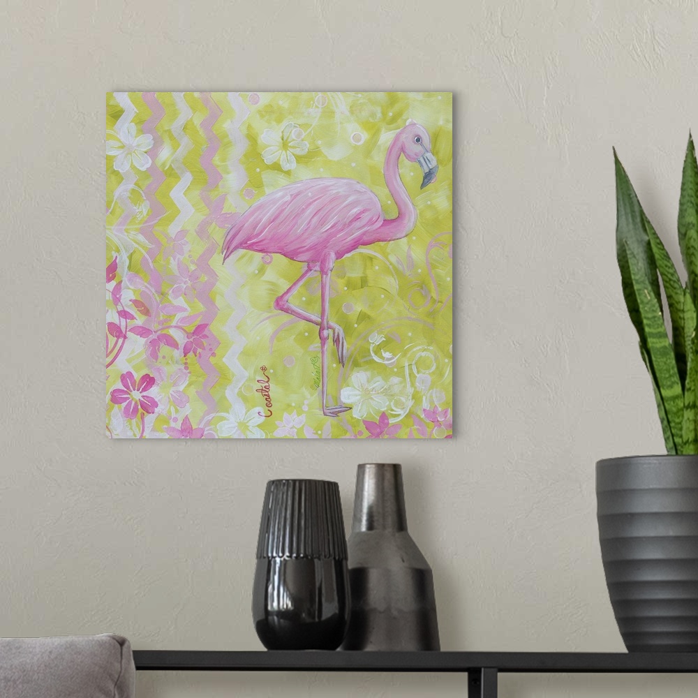 A modern room featuring Flamingo Dance