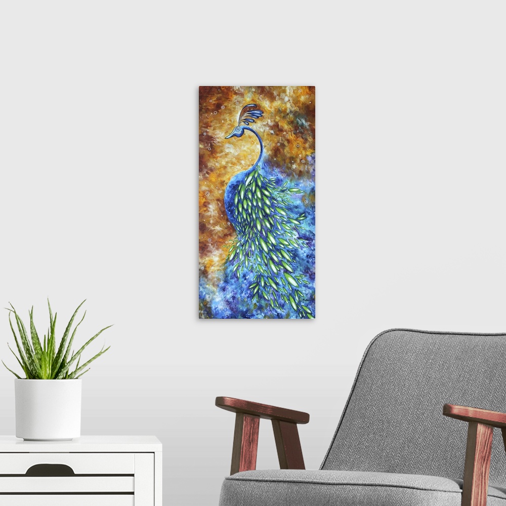 A modern room featuring In Bloom Peacock