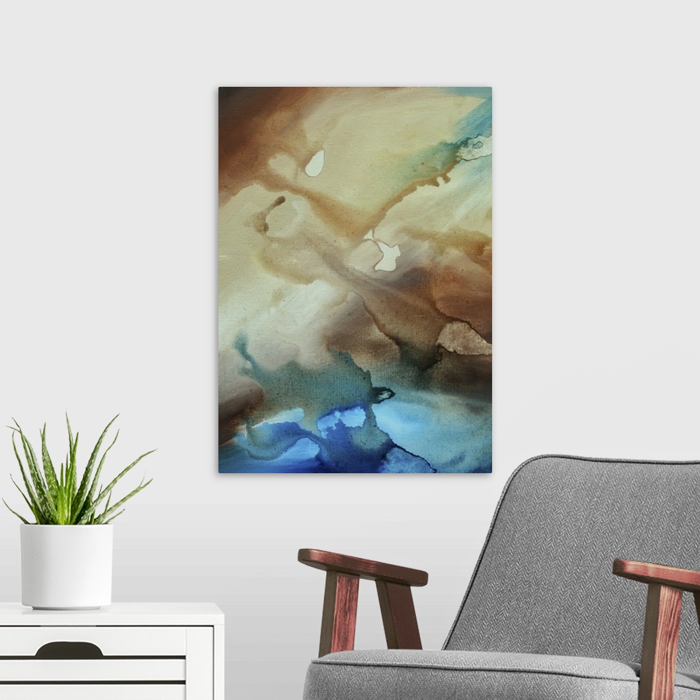 A modern room featuring This is a Huge vibrant, colorful and bold Original Abstract painting in MADART's uniquely distinc...