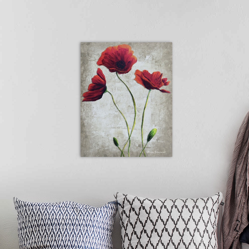 A bohemian room featuring Vibrant Poppies I