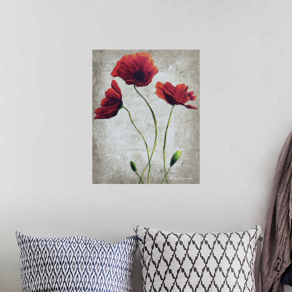 A bohemian room featuring Vibrant Poppies I
