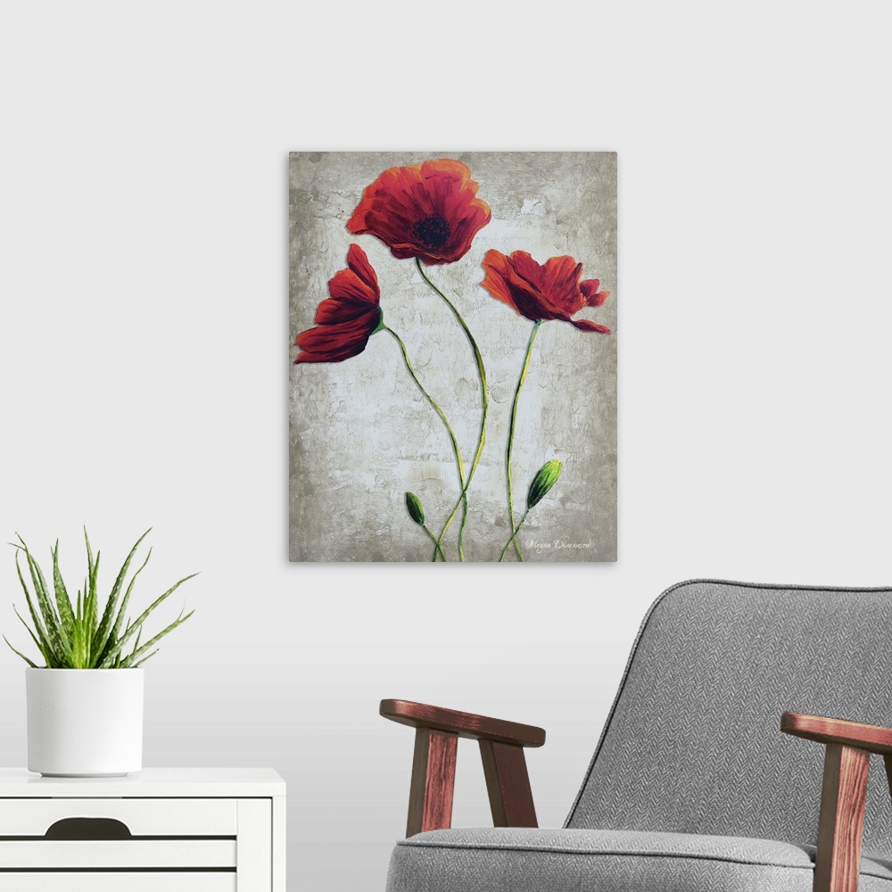 A modern room featuring Vibrant Poppies I