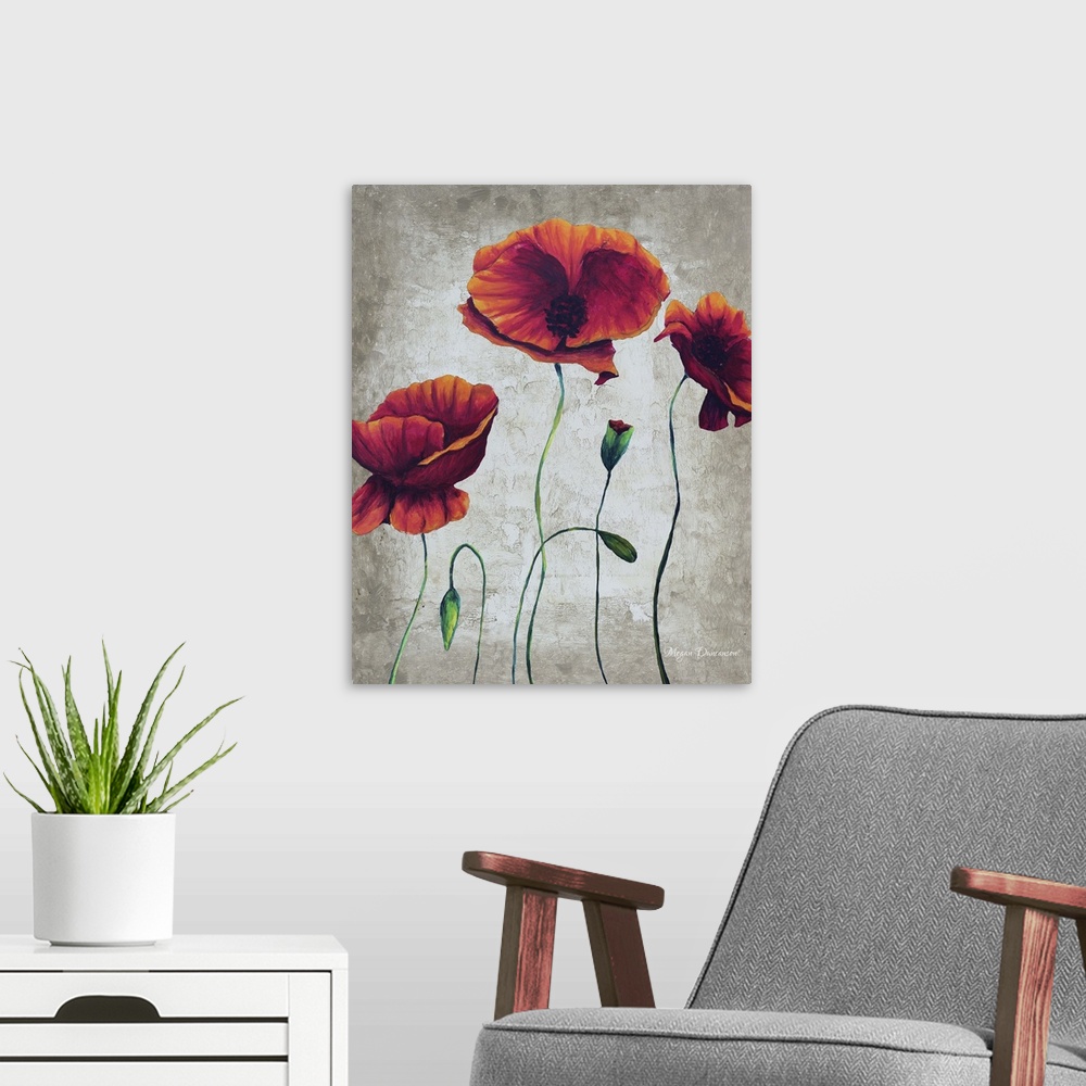 A modern room featuring Vibrant Poppies II