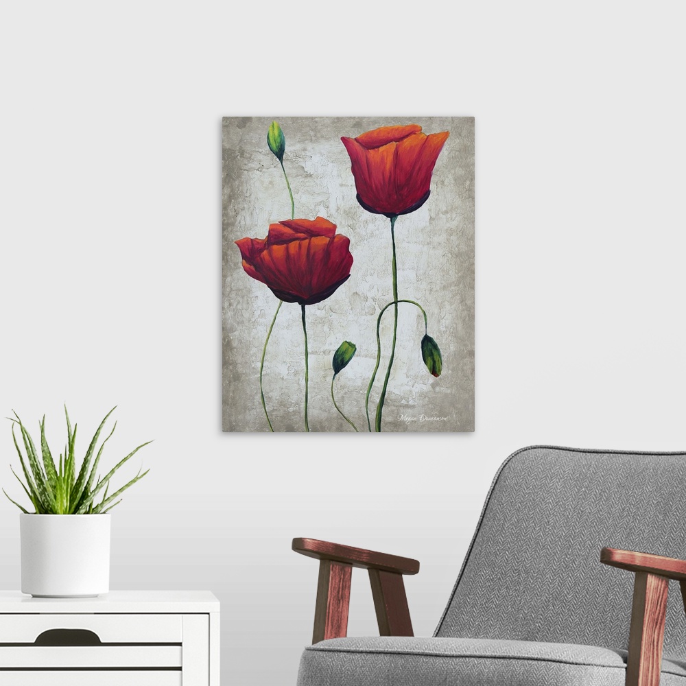 A modern room featuring Vibrant Poppies III
