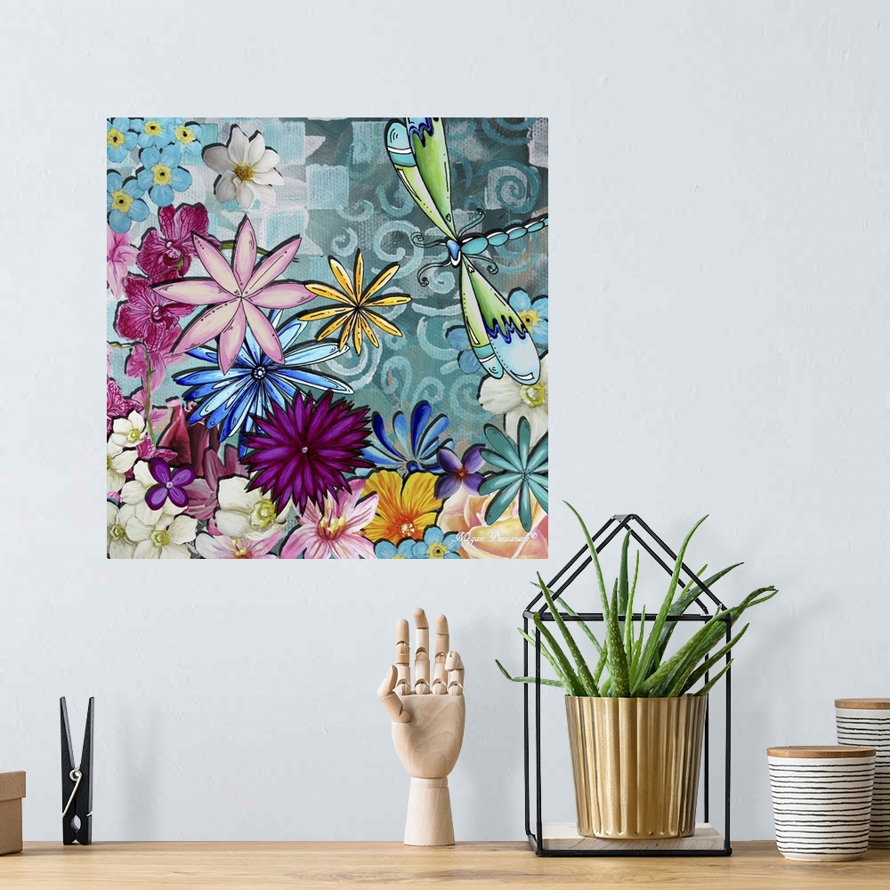 A bohemian room featuring Whimsical Floral Collage I