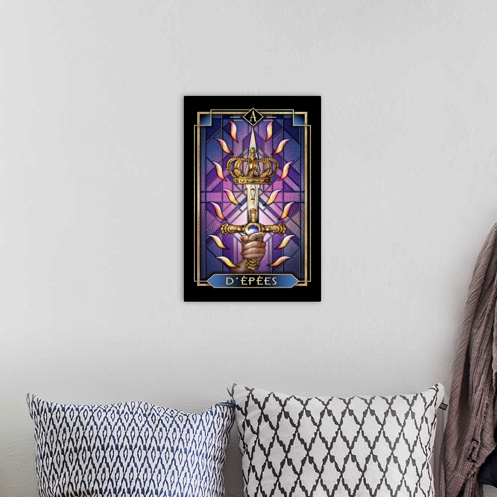 A bohemian room featuring D'epees Tarot Card Illustration