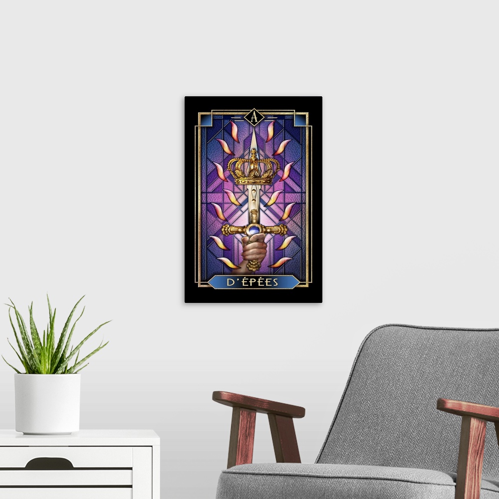 A modern room featuring D'epees Tarot Card Illustration