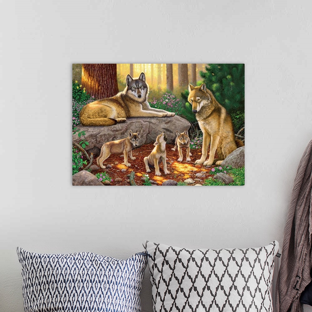 A bohemian room featuring A Family Of Wolves