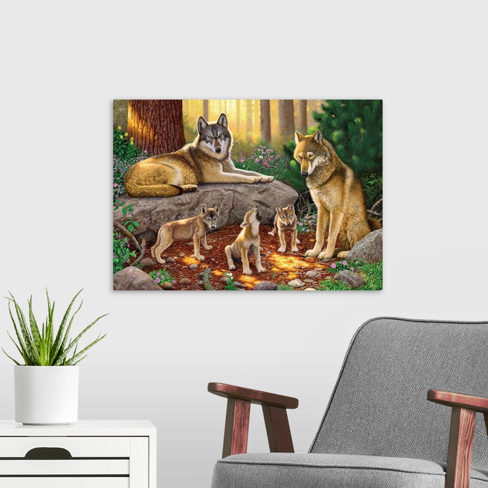 A modern room featuring A Family Of Wolves