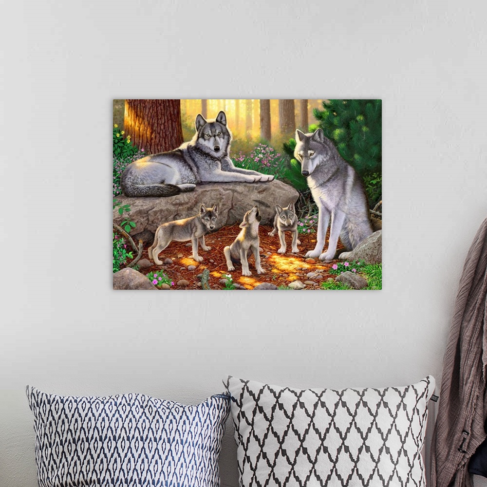 A bohemian room featuring A Family Of Wolves I