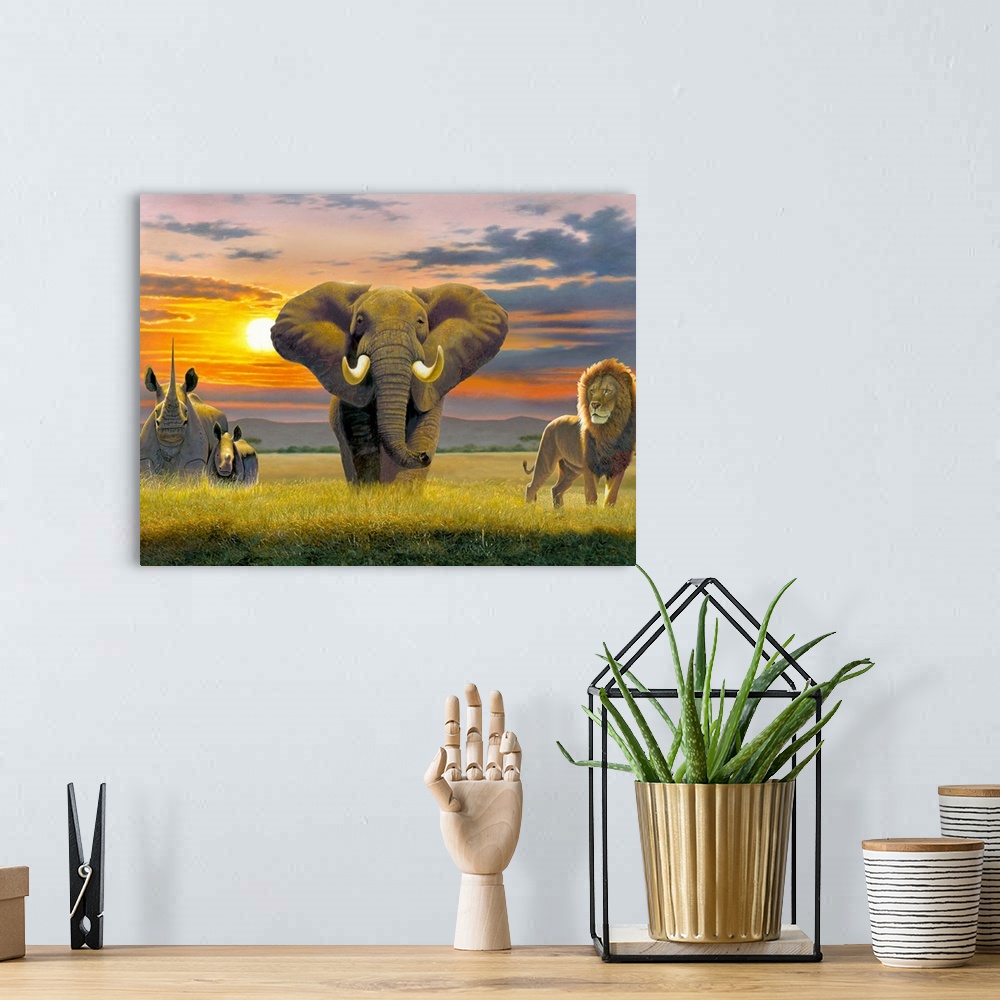A bohemian room featuring Africa Triptych