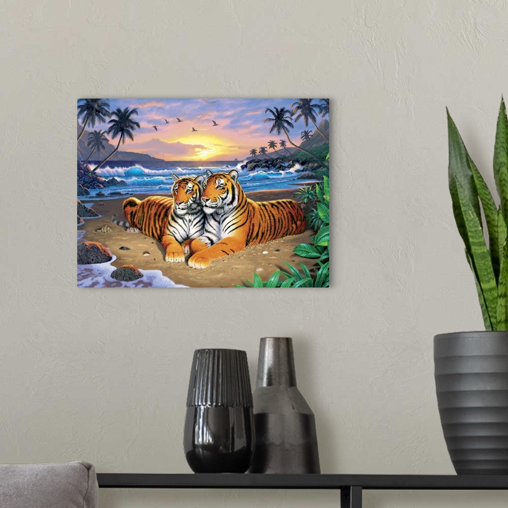 A modern room featuring Beach Tigers