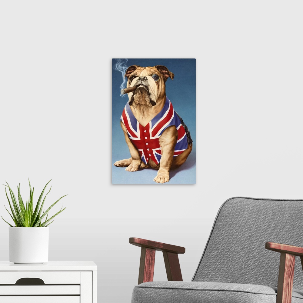 A modern room featuring British Bulldog