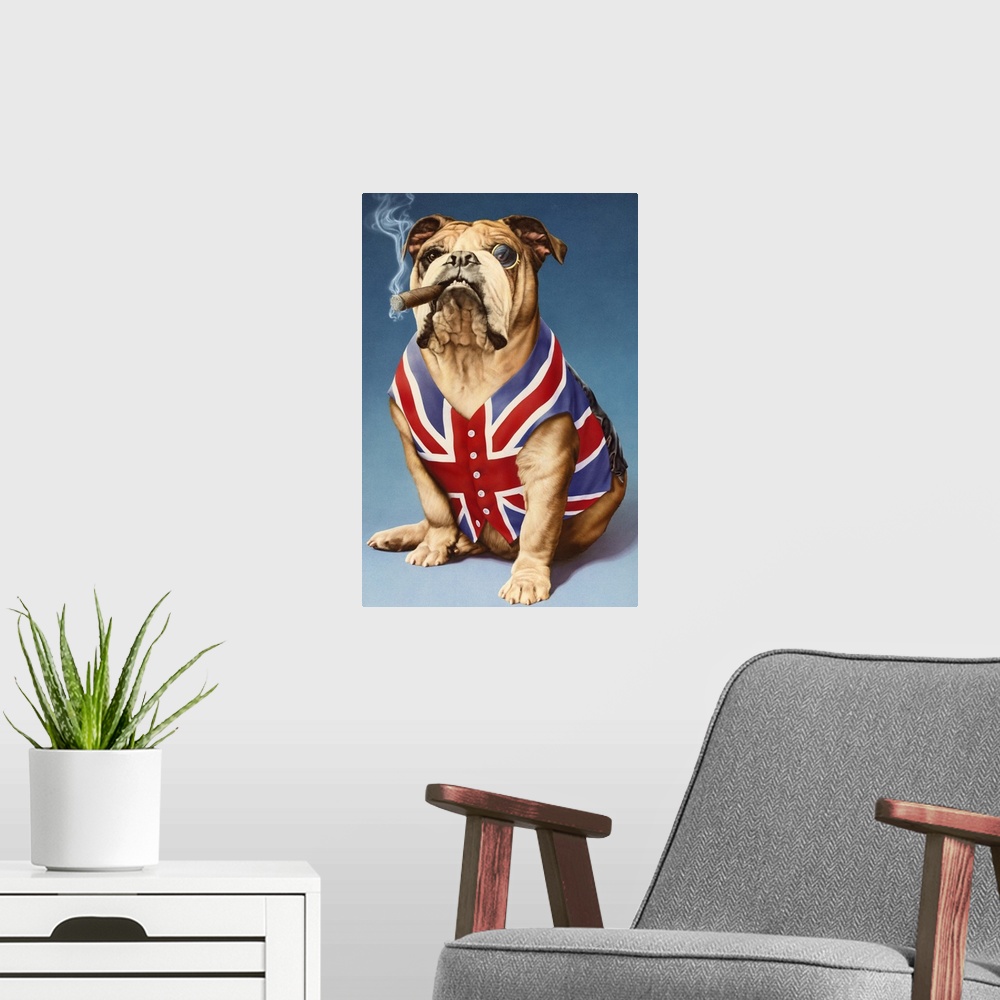 A modern room featuring British Bulldog