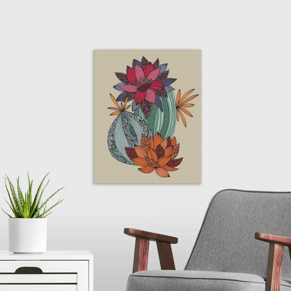 A modern room featuring Cactus Flowers