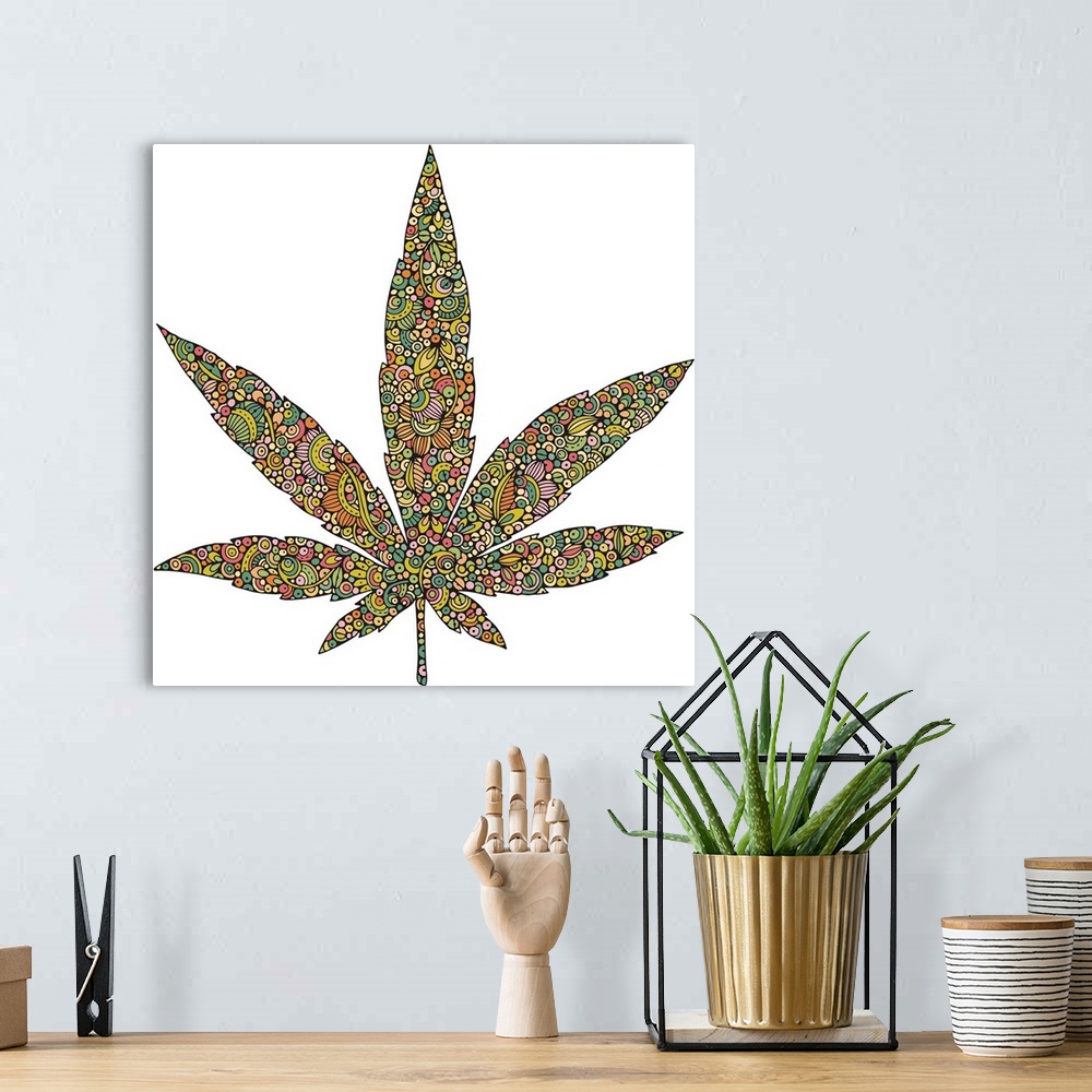 A bohemian room featuring Cannabis Leaf 2