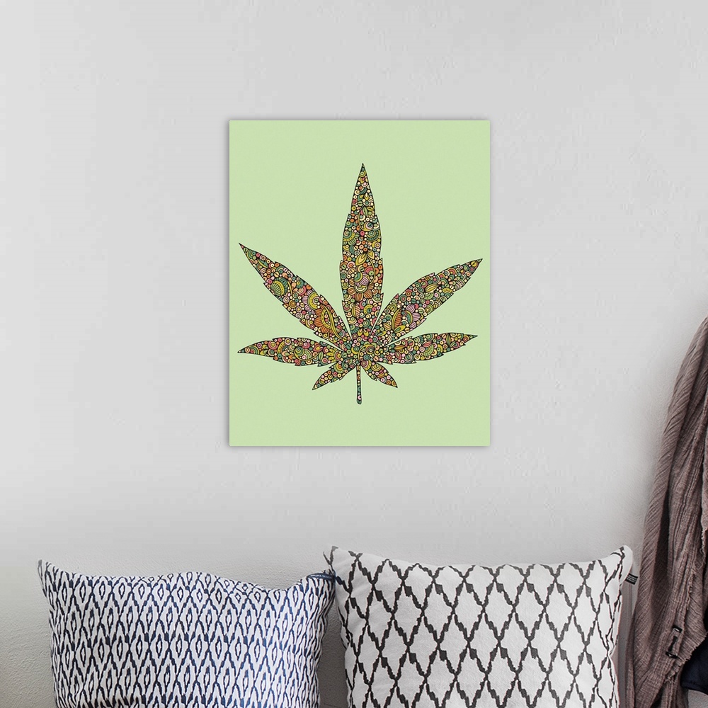 A bohemian room featuring Cannabis Leaf 2 (Green)