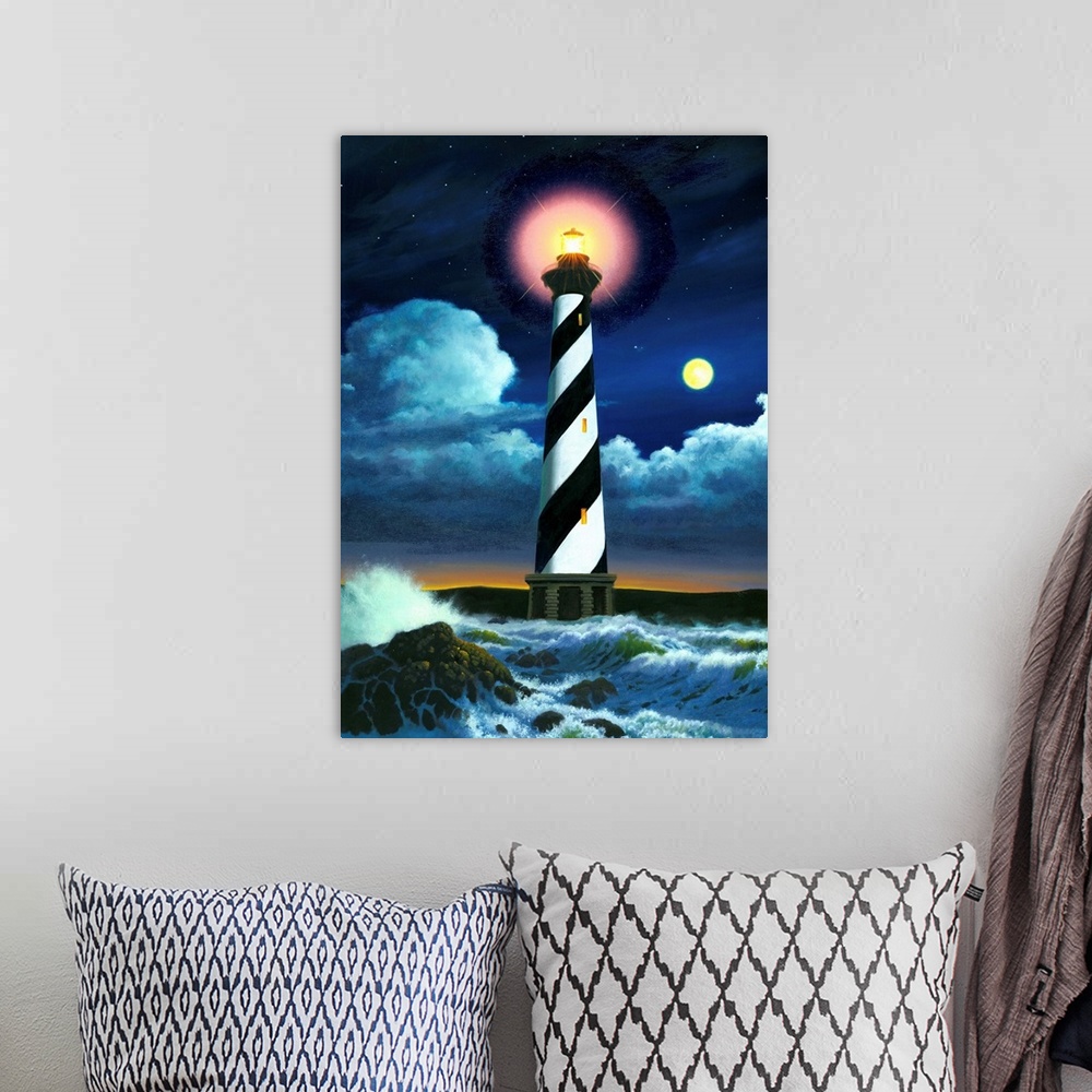 A bohemian room featuring Cape Hatteras Lighthouse