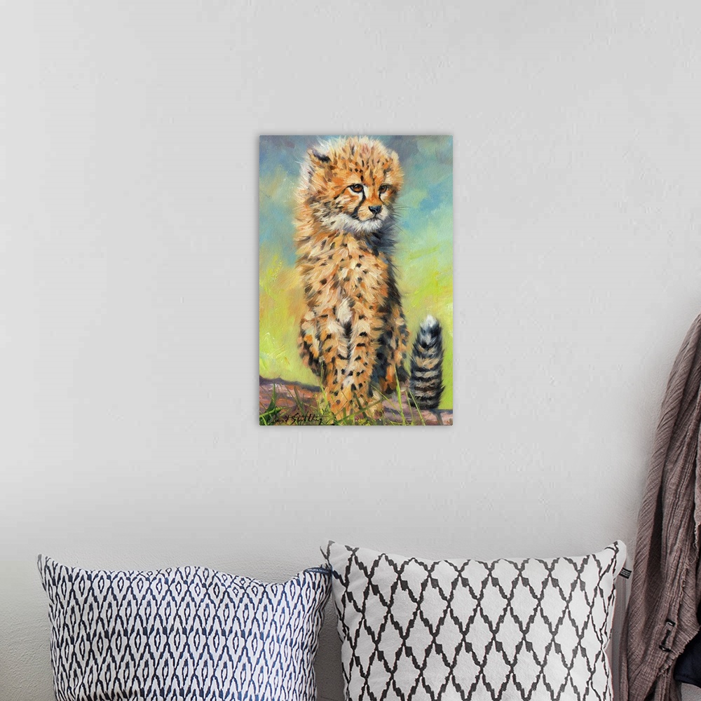 A bohemian room featuring Cheetah Cub. Oil on canvas.