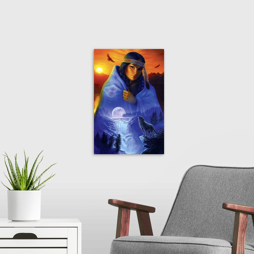 A modern room featuring Cloak Of Visions Portrait